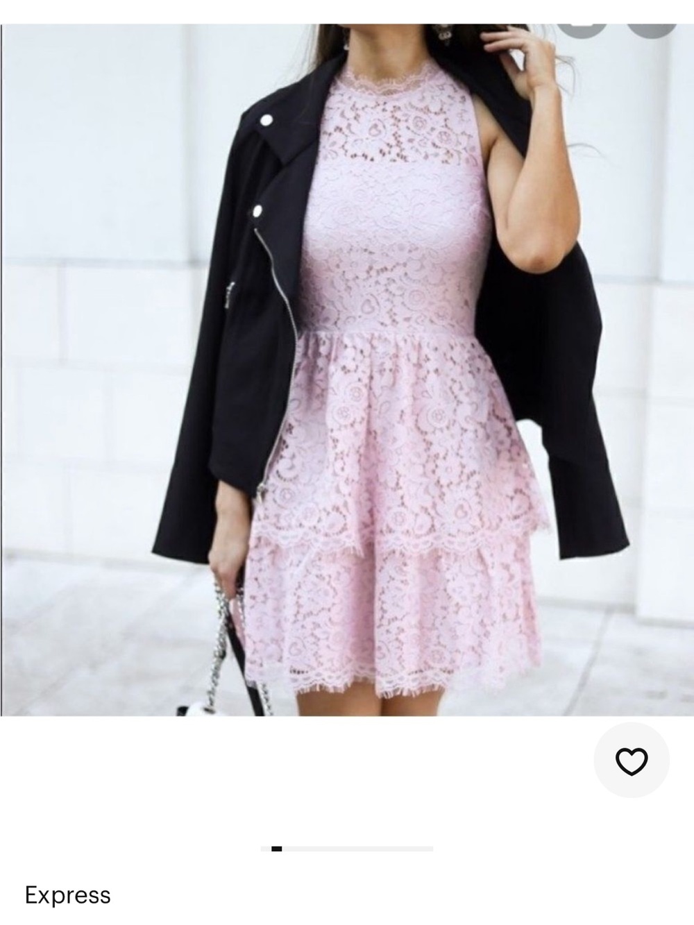 Express Light Pink Lace Tiered Mini Dress